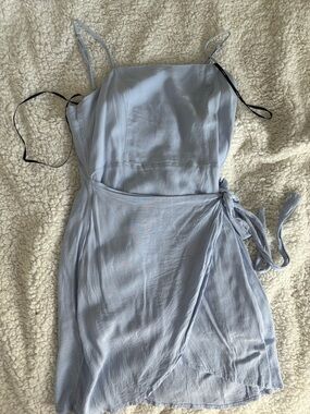 Forever 21 Light Blue Spaghetti Strap Wrap Mini Dress